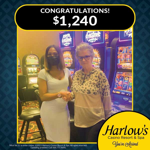 $1,240 jackpot winner at Harlow's Casino Resort & Spa